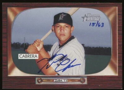 2006 Origins 2004 Bowman Heritage certificado autógrafo Miguel Cabrera autografado #/63 - Imagem 1 de 2