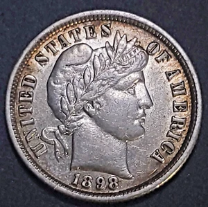 ๐บ๐ธ 1898 Philadelphia Mint Silver Barber Dime USA - Picture 1 of 2