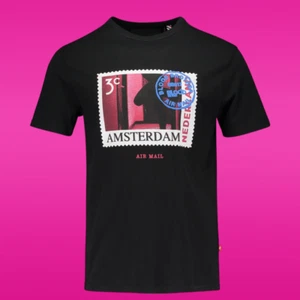 BNWOT Mens Blood Brother Amsterdam Black Graphic Cotton Printed T-Shirt Tee L - Picture 1 of 6