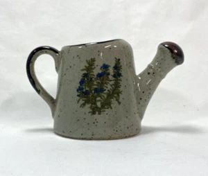 Takahashi Speckled Stoneware Watering Can - Hand Painted Plant w/Flowers - Japan - Picture 1 of 5
