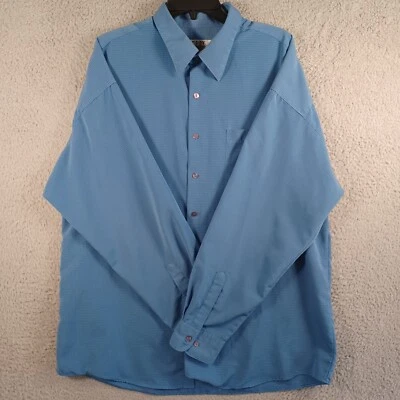 Camisa De Colección City Street Para Hombres Azul Con Botones Talla XL 100% Poliéster Larga Slv Foto 1 de 4