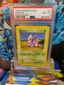 Pokemon Base Set Shadowless Nidoran #55 PSA 8 MINT - Imagen 1 de 1