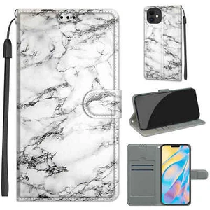 Marble Flip Wallet Phone Case For Samsung S7 S8 S9 S10 S20 S21 Note 20 A51 A42 - Picture 1 of 10