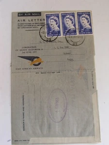 1953 EAST AFRICAN AIRWAYS PUBLICITY CORONATION AIR MAIL LETTER / SOUTH AFRICA - Picture 1 of 2