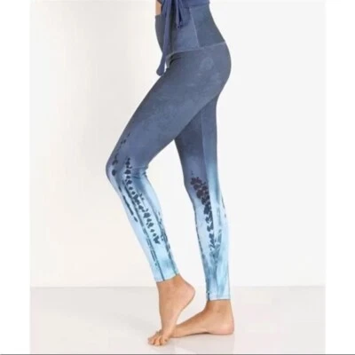 Leggings Onzie Azul Guijarro Tie Dye Midi Tiro Alto Tobillo Talla L NUEVO Foto 1 de 4