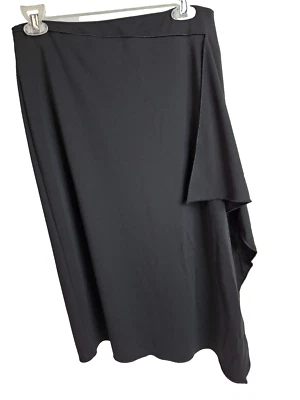 Kenneth Cole New York Womens L Black A-Line Skirt Midi Asymmetrical - Image 1 of 4