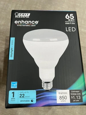 NEW FEIT Electric Enhance BR40 Flood LED 5000K Daylight 65W 850 Lumens Dimmable - Image 1 of 4