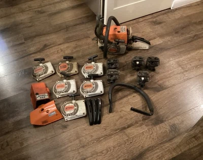 Stihl 026 Chainsaw Lot Parts Or Repair 5 Cylinders Recoils Cover Etc Free Ship - Image 1 of 4
