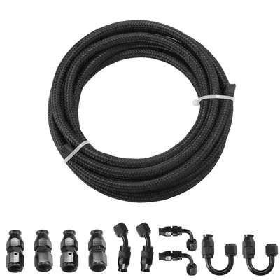 Nylon Trenzado Combustible Línea Juego 16FT PTFE Nitrilo Inoxidable Acero Negro - Imagen 1 de 4