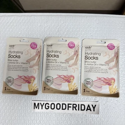epielle Hydrating Socks Shea butter+Jojoba Oil+Vit E*3 packs*one size fits most — 第 1/4 张图片