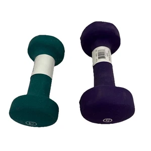Neoprene Hex Dumbbell Hand Weights, Set of 2 Workout Strength Training 5 & 3 Lbs - Picture 1 of 6