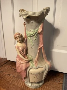 VINTAGE ART NOUVEAU PORCELAIN VASE IN ROYAL DUX STYLE- NUMBERED - Picture 1 of 17
