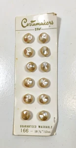 Vintage Costumakers White Ivory Buttons x 12 Pieces Shank Buttons 3/8" Card B63 - Picture 1 of 5