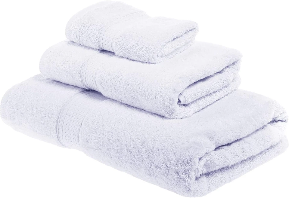 Simple Luxury Luxurious Egyptian Cotton 900 GSM 3 Piece Towel Set White in 1 Black