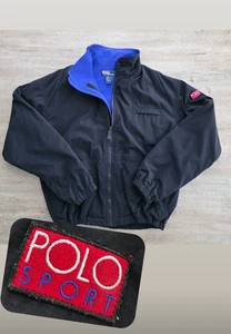 Vintage 90s Polo Sport Ralph Lauren Full Zip Fleece Lined Bomber Jacket Sz L - Picture 1 of 12