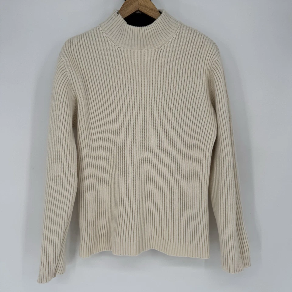90-е Nautica ребристый насмешливый шеи свитер женщин большой кремовый длинным рукавом тяжелый - Изображение 1 из 4