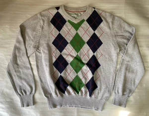 American Eagle Gray Argyle Pullover V-Neck Sweater Grandpa Academia Mens Size XS - Picture 1 of 9