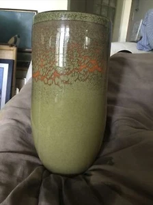 Romania - Soffiato a mano - Verde - Arancione - Vetro - Qualità - Vaso - 13,5” - Arte - Foto 1 di 11