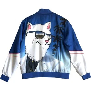 RIPNDIP Movie Star Must Be Nice Cat Bomber Varsity Jacket Men's Size S Blue - Picture 1 of 14