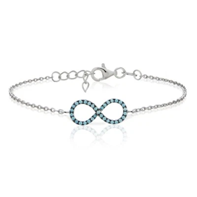 Sterlingsilber Nano Labor Erstellt Türkis Unendlichkeit Kette Armband - Bild 1 von 3
