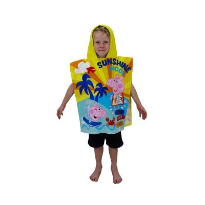 Peppa Pig Hooded Towel Poncho 100% Cotton Ocean Yellow Pool Bath Time Beach - Image 1 of 4