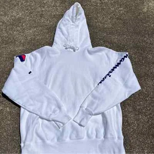 Sudadera con capucha White Champion tejido inverso talla grande nueva sin etiquetas - Imagen 1 de 4