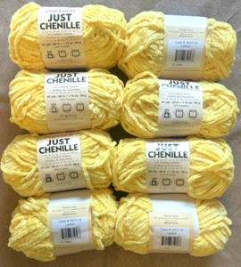 8 Skeins Premier JUST CHENILLE Lemon Yellow 1.76 oz 65 yds each SAME DYE LOT New - Picture 1 of 8