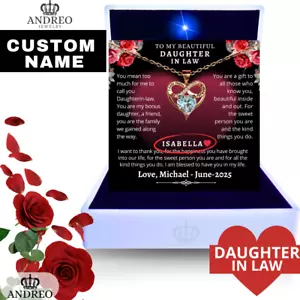 18k Infinity To My Daughter In Law CUSTOM Gift Necklace Birthday Gifts for her - Picture 1 of 24
