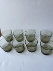 8 Glass RINGS Olive Green On-the-Rocks Old Fashioned 9 oz  3 3/8"  h 1966 Vtg
