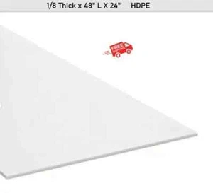 Plastic Sheet 1/8 Thick x 48" L X 24" High Density Polyethylene Off-White HDPE - Picture 1 of 6
