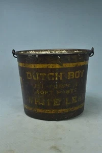 Vintage ADVERTISING DUTCH BOY 50 LB WHITE LEAD HANDLED BUCKET SHABBY CHIC #04428 - Picture 1 of 8
