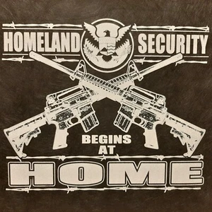 ALL AMERICAN OUTFITTERS SECURITY BEGINS AT HOME GUN RIGHTS SHIRT - Picture 1 of 3