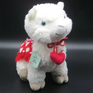 Love Llama White Plush Hallmark 11" Red Heart Blanket Collar Plastic Eyes - Picture 1 of 11