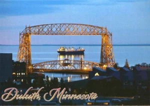 Postcard Minnesota Duluth Superior Aerial Lift Bridge Freighter Unused MINT - Picture 1 of 1