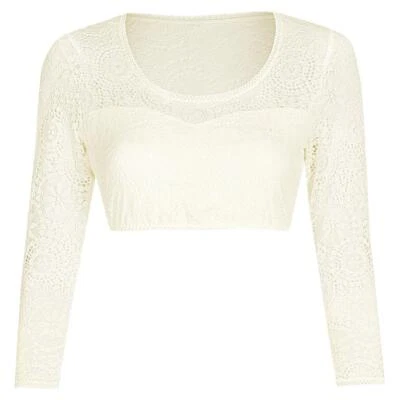 Nina von C. Damen Dirndl-Bluse 3/4 Arm Spitze Cups blickdicht Rundhalsausschnitt - Bild 1 von 4