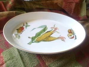 PLATO DE PORCELANA PARA SERVIR FRUTA OVALADA EVESHAM GOLD ROYAL WORCESTER INGLAND - Imagen 1 de 10