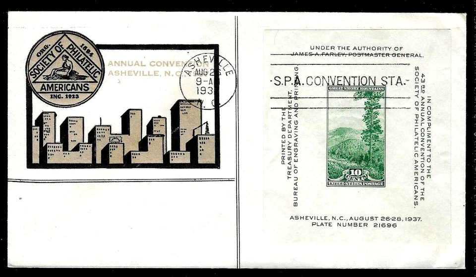 797 10c Stamp (1937) THE GREAT SMOKY MOUNTAINS (SPA) FDC By The Linprint         - Image 1 of 1