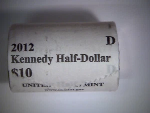 2012-D Kennedy Half Dollars BU Original Mint Wrapped Roll of 20 UNC Halves - Bild 1 von 4