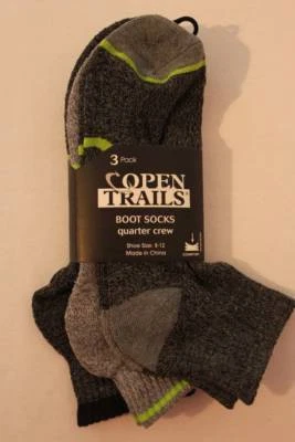 NEW Mens 3 Pair Boot Socks Quarter Crew Cut Shoe Size 8-12 Gray Green Footwear - Image 1 of 2