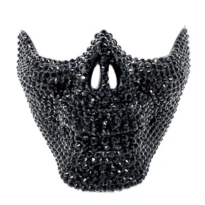 Rhinestone Masquerade Party Mask, Halloween Steampunk Party Ball Skull Masks - Picture 1 of 15