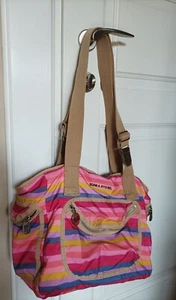 Bolso de hombro Sonia Rykiel de nailon a rayas Hobo Monedero - Imagen 1 de 14