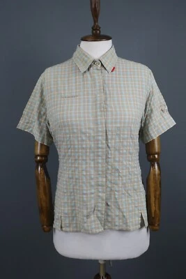 Mammut 米色格子短袖纽扣远足衬衫 M 码 — 第 1/4 张图片