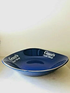 Vintage Mid-Century Grant's Scotch Whiskey Plate Tray Bowl Dish Cobalt Blue Gold - Picture 1 of 4