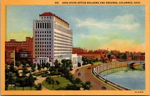 Vtg Columbus OH Ohio State Office Building and Grounds 1930s Linen View Postcard - Bild 1 von 2