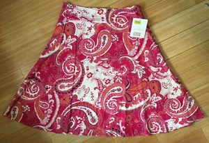 Liz Claiborne Women’s Paisley Skirt Cotton Linen A-Line Size 8 Petite NWT - Picture 1 of 4