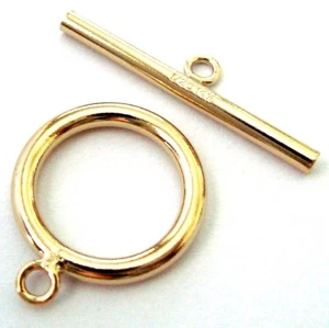 15 mm großer 14k Gelbgold gefüllter runder einfacher Rohr Knebelverschluss Made in USA GT25 - Bild 1 von 2