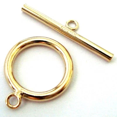 15mm large 14k yellow gold filled round plain tube toggle Clasp made in USA GT25 - Image 1 of 2