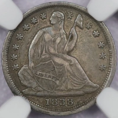 1838 Small Stars Seated Liberty Half Dime - NGC XF 45 CAC - Image 1 of 4