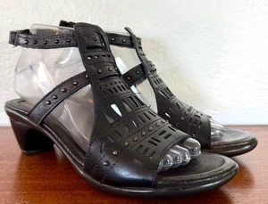 Naot Israel Vogue Black Leather Ankle Strap Sandal Cutout Design Women's 39 US - Picture 1 of 13