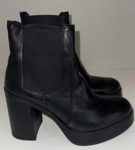 Emanuele Crasto Black Leather Lug Heel Chelsea Boots Size 8 (EU 38) - Picture 1 of 5